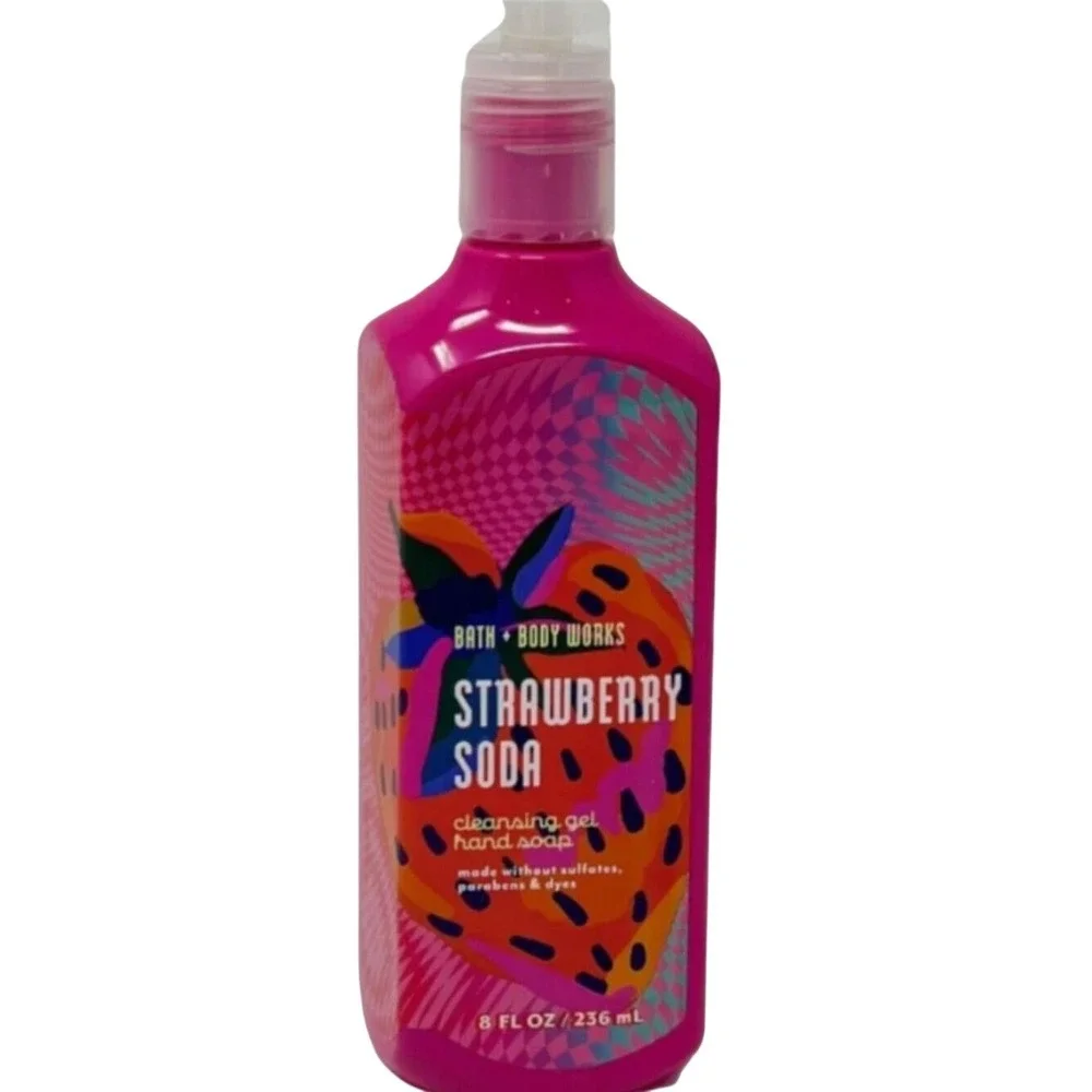 Bath and Body Works Strawberry Soda Cleansing Gel Hand Soap‎ 8 fl oz Pink New
